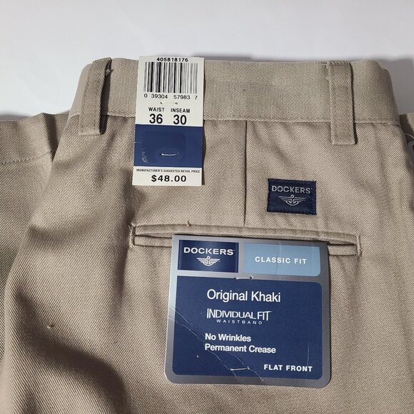 Dockers Original Khaki Individual Fit Stretch Men's Pants Size 36 x 30 NWT - Picture 2 of 8